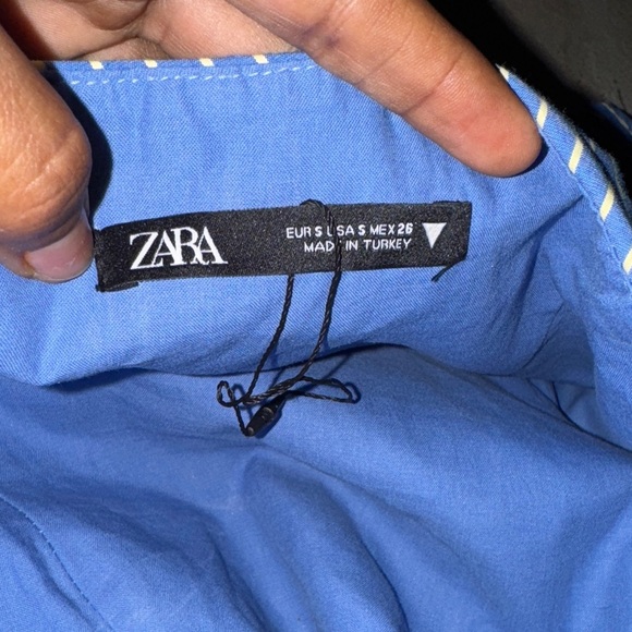 ZARA Blue and White Striped tube top - strapless size small. - Picture 4 of 9